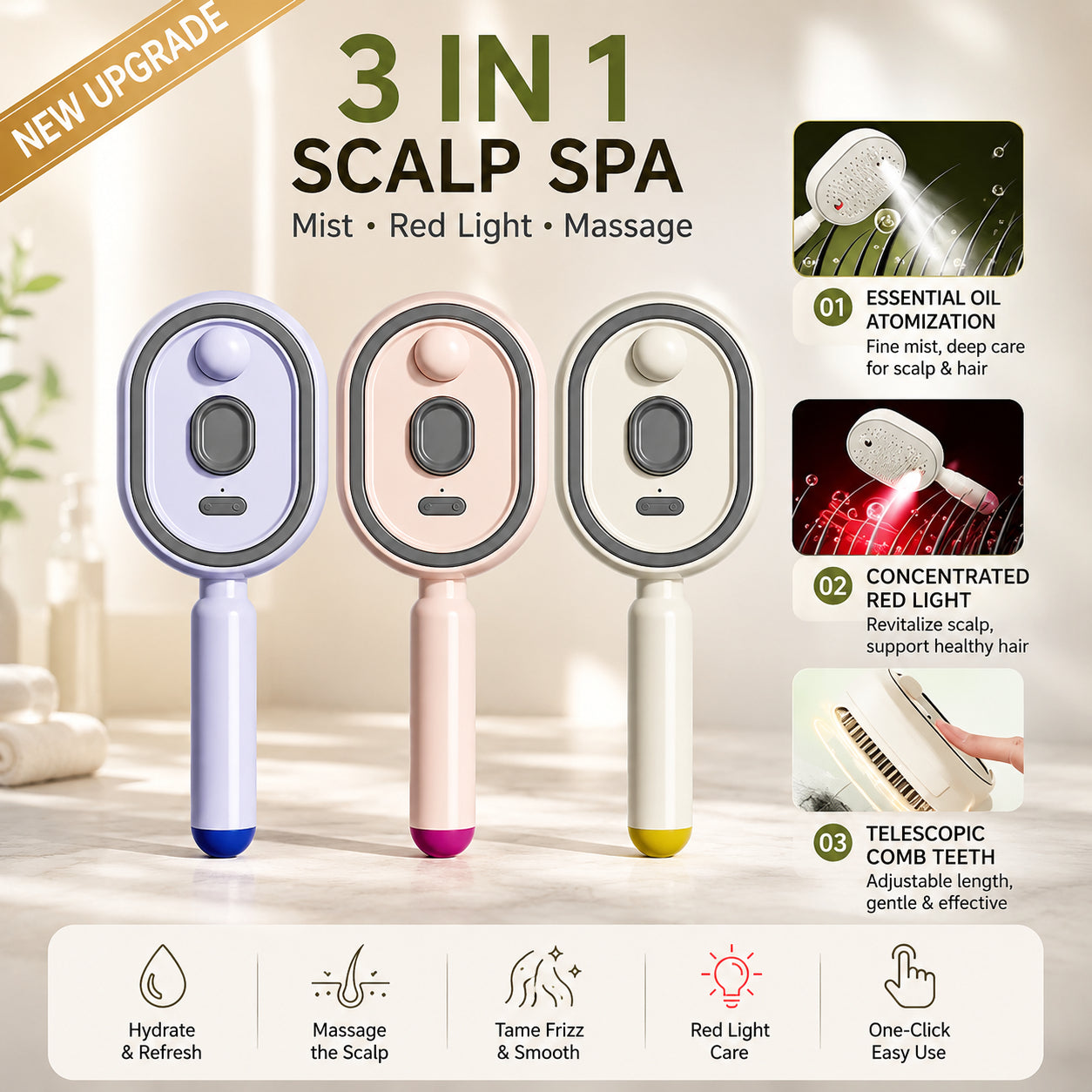 🌸LAST DAY 50% OFF✨Steam Mist Straightening Comb – Easy Salon-Like Hair
