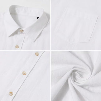 Classic Long Sleeve Linen Shirt - Men's Casual Button-Down