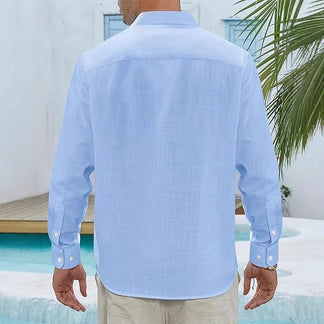 Classic Long Sleeve Linen Shirt - Men's Casual Button-Down