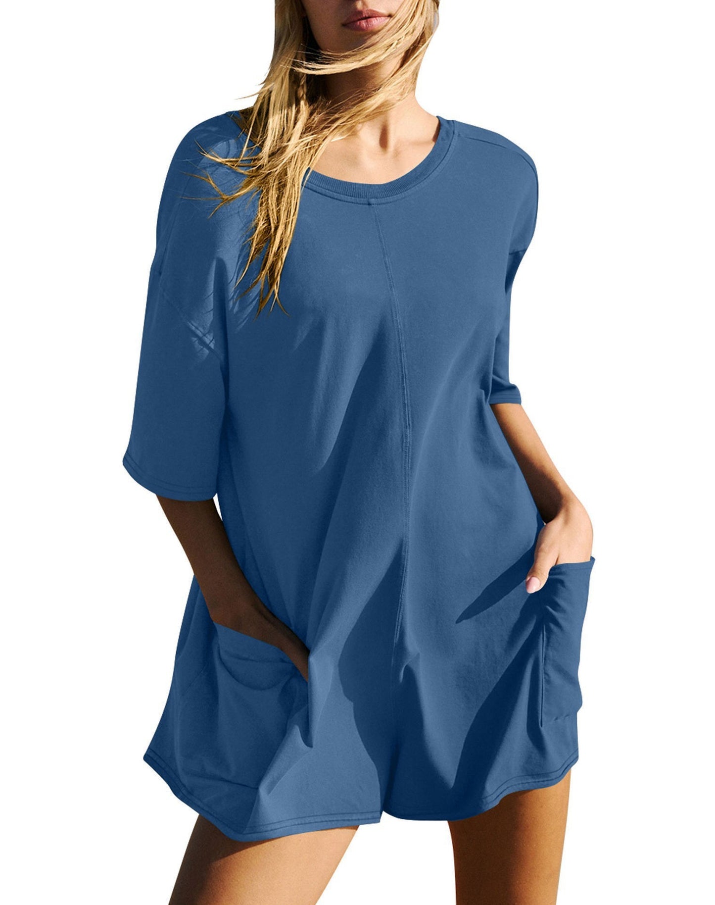 Omoone Women's Oversized Athletic JumpsuitCasual Romper Overall Workout Tee Hot ShortRomper