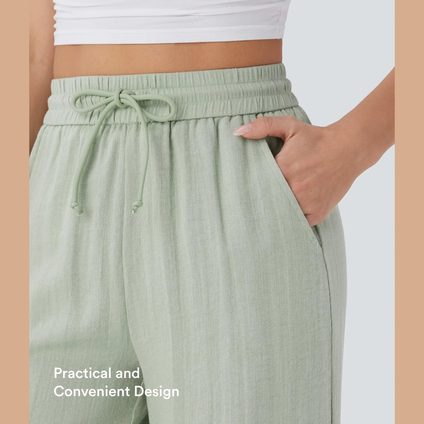 🔥 Best Seller | High Waisted Drawstring Wide Leg Casual Soft Touch Trousers with Side Pockets