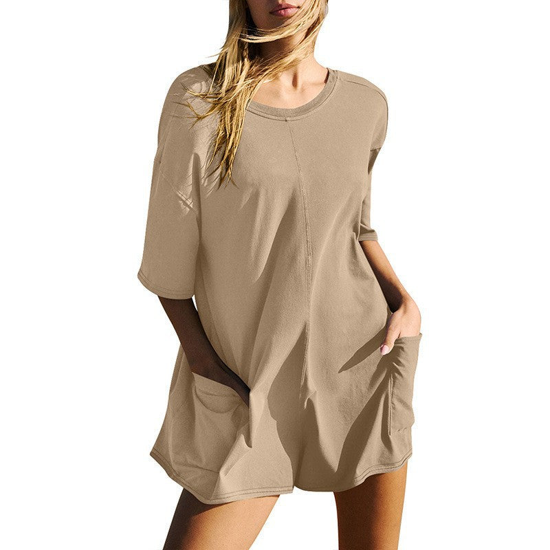 Omoone Women's Oversized Athletic JumpsuitCasual Romper Overall Workout Tee Hot ShortRomper
