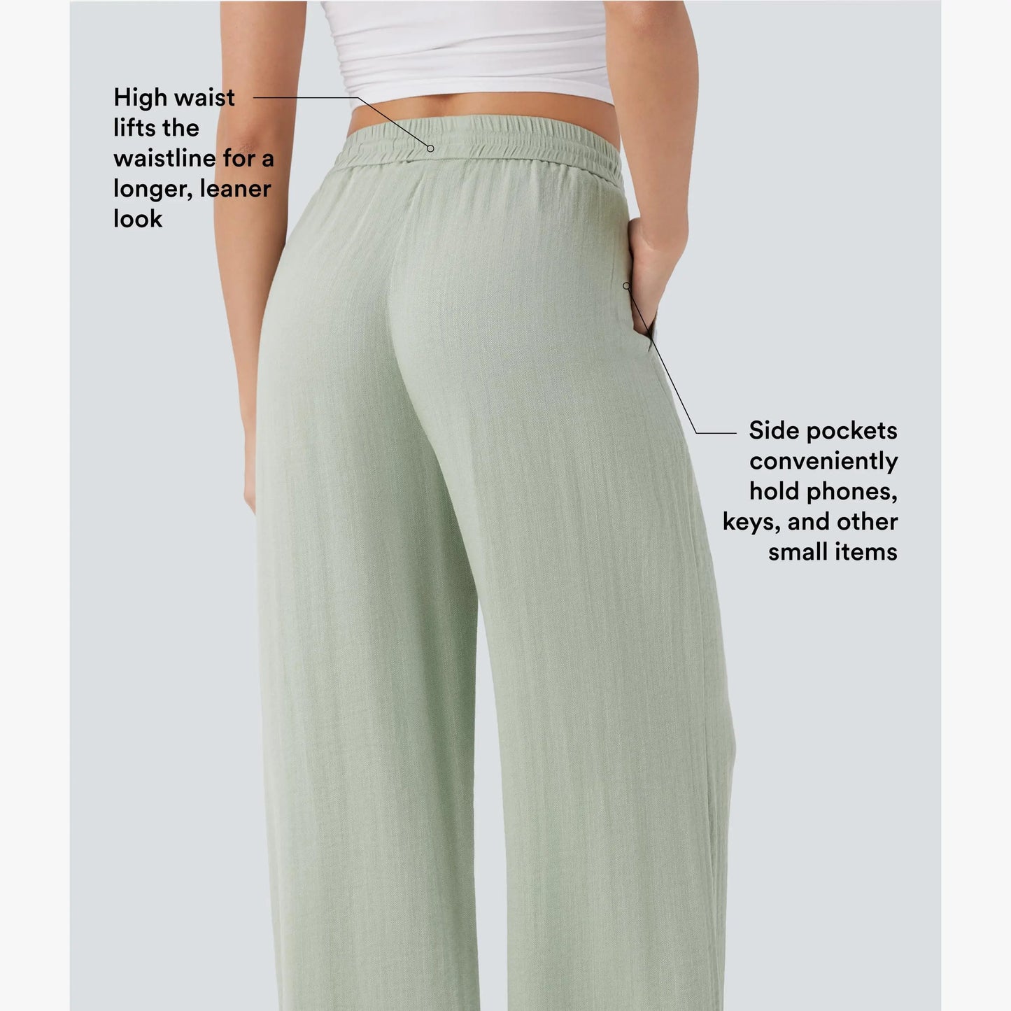 🔥 Best Seller | High Waisted Drawstring Wide Leg Casual Soft Touch Trousers with Side Pockets
