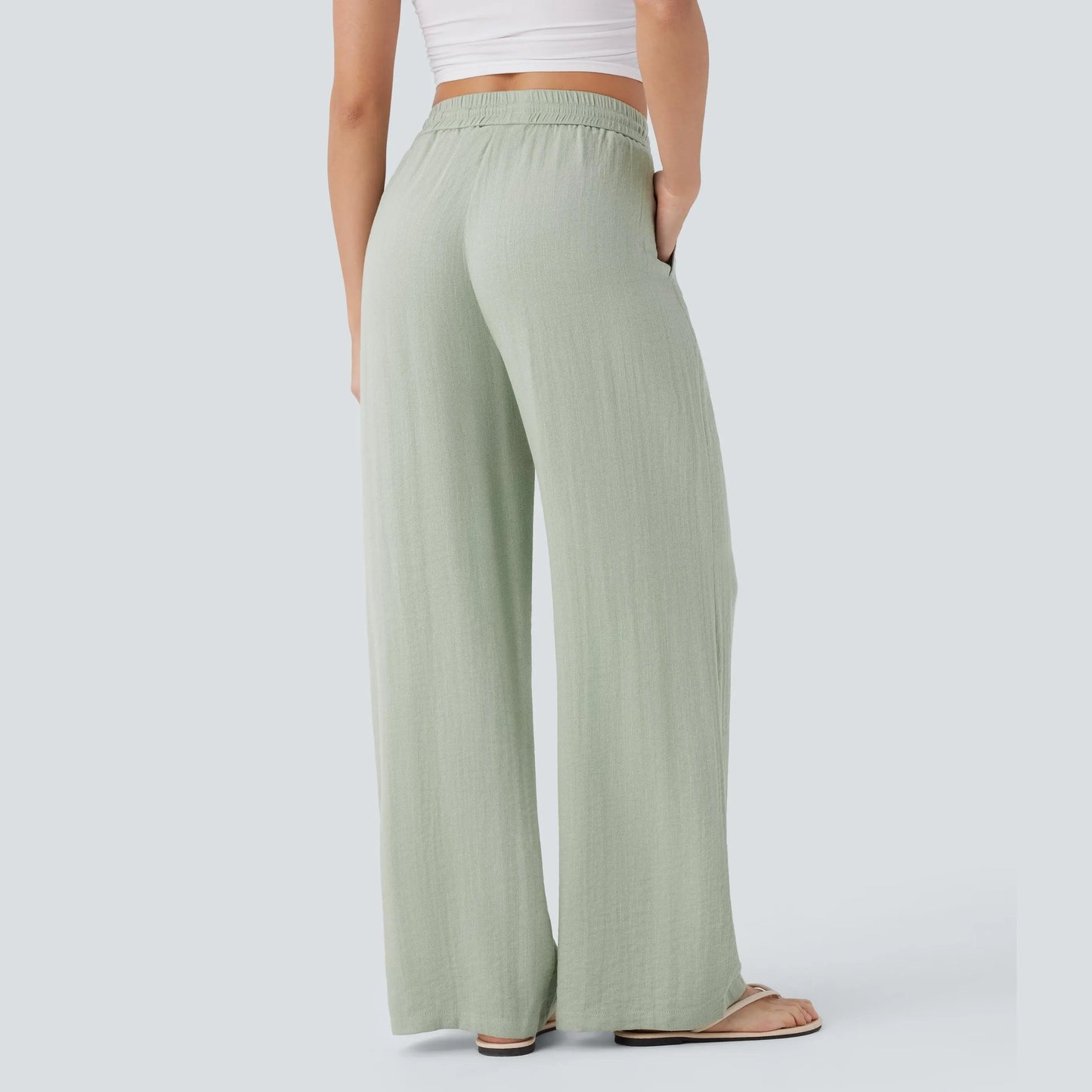 🔥 Best Seller | High Waisted Drawstring Wide Leg Casual Soft Touch Trousers with Side Pockets