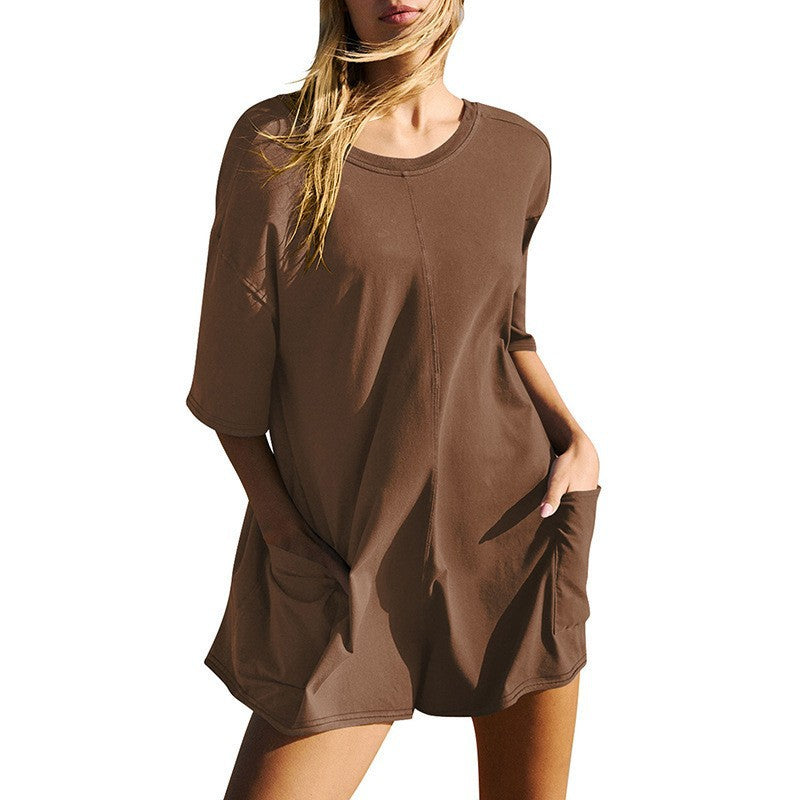 Omoone Women's Oversized Athletic JumpsuitCasual Romper Overall Workout Tee Hot ShortRomper