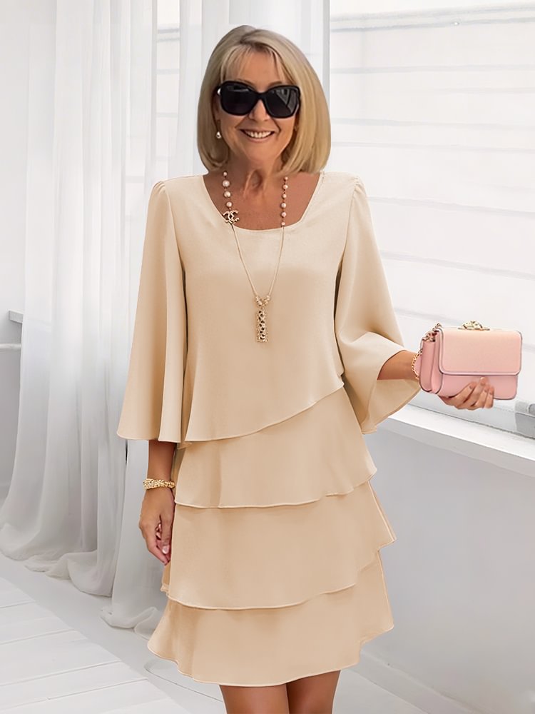 🎁 50% OFF! Women's Elegant Layered Ruffle Sleeve Dress – Effortless Style for Every Occasion 💃