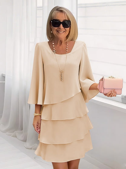 🎁 50% OFF! Women's Elegant Layered Ruffle Sleeve Dress – Effortless Style for Every Occasion 💃