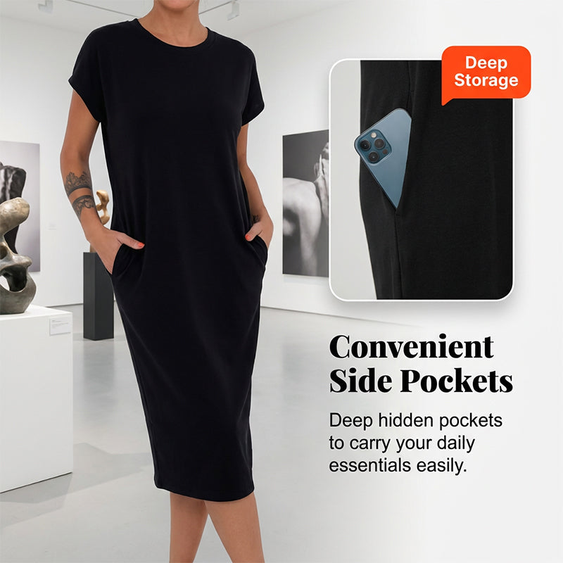 🌸 50% OFF NOW! 🌸Women's T-Shirt Dress – Soft, Pockets, Effortless Midi👗