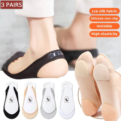 8 Pairs Invisible Summer Silicone Non-Slip Boat Socks for High Heels
